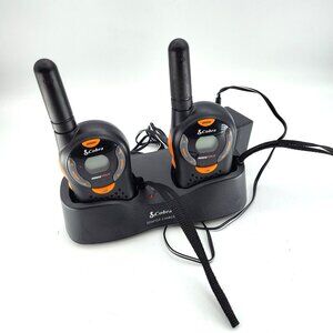 set of Cobra MicroTalk FRS105 2-Way Radios w/ FA-CG Desktop Charger WORKS - READ